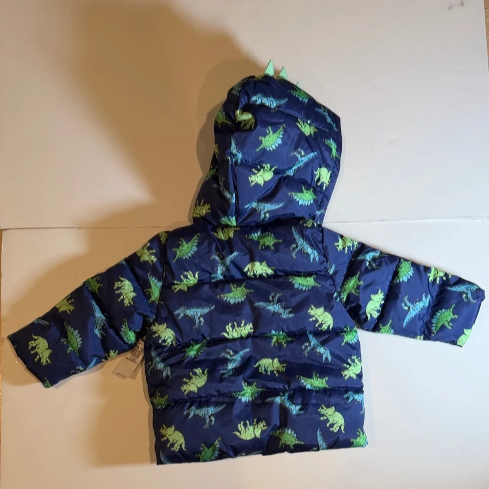 NWT Boys 12-18 mos Old Navy Blue Jacket with Green Dinosaur Print New coat